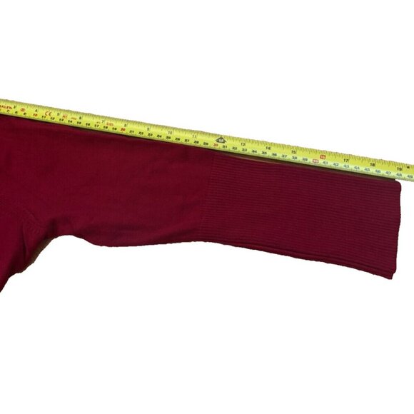 August Silk VNeck Sweater Top Marron Red with Black and Gold Braid Trim Womens M - Picture 7 of 7